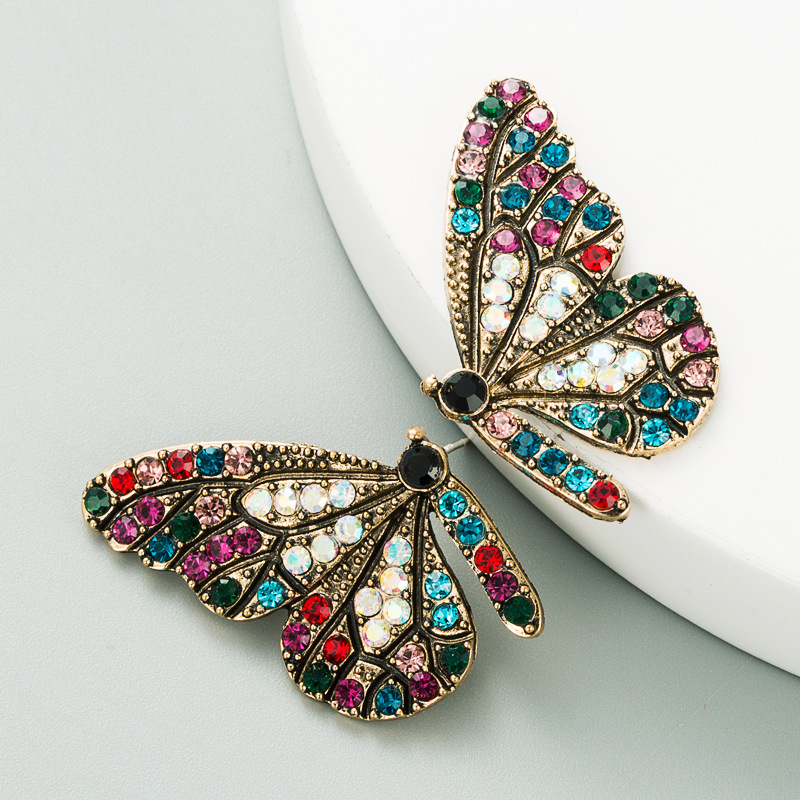 Boucles D&#39;oreilles Diamant Couleur Ailes De Papillon display picture 3