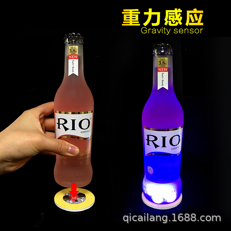 厂家批发闪光瓶贴 新款LED超薄发光杯贴 酒瓶贴闪光杯垫 (