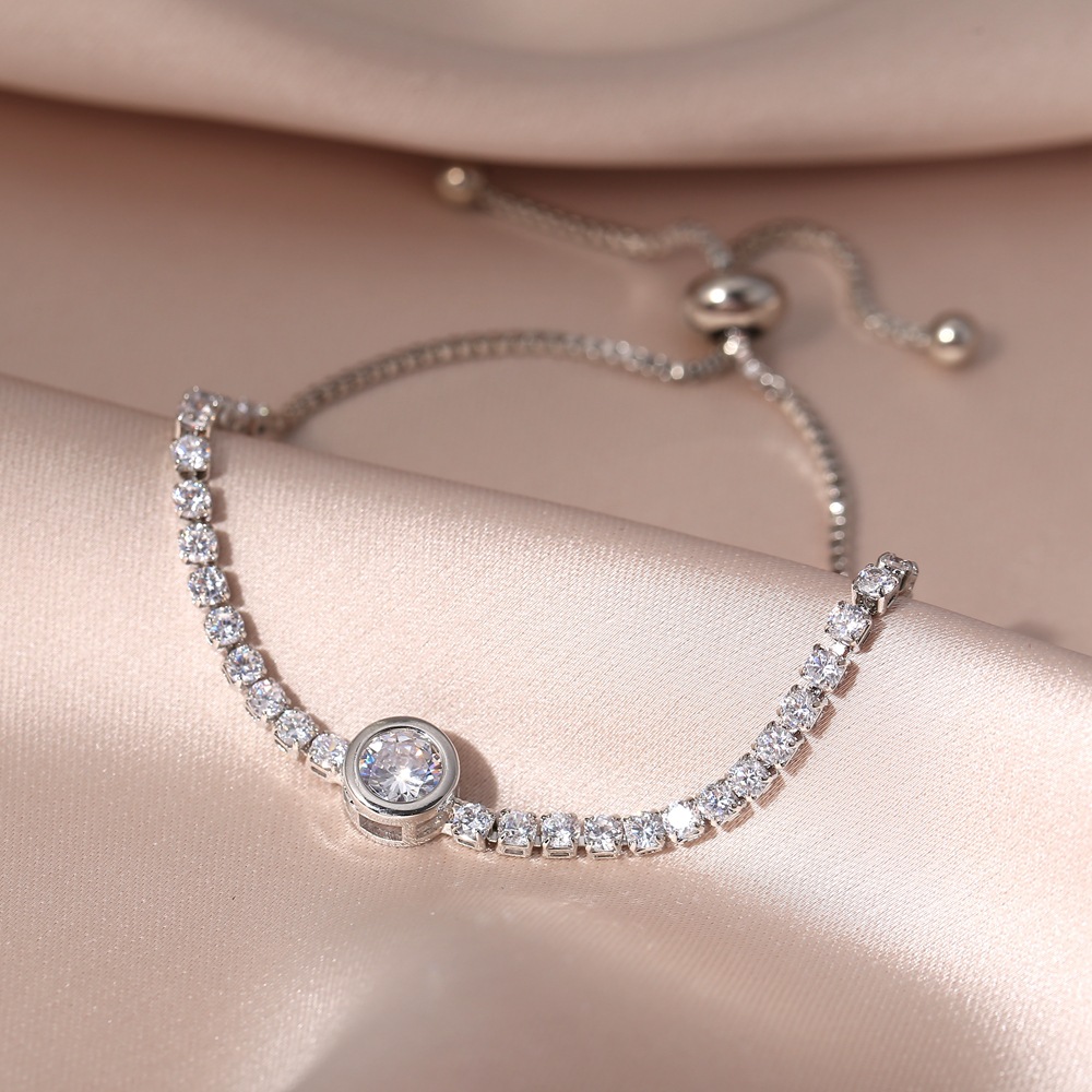 Fashion Simple Inlaid Crystal Push-pull Ladies Gold Full Diamond Single Row Bracelet display picture 10