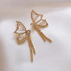 Long silver needle, earrings with tassels, advanced zirconium, silver 925 sample, diamond encrusted, internet celebrity, bright catchy style, high-quality style