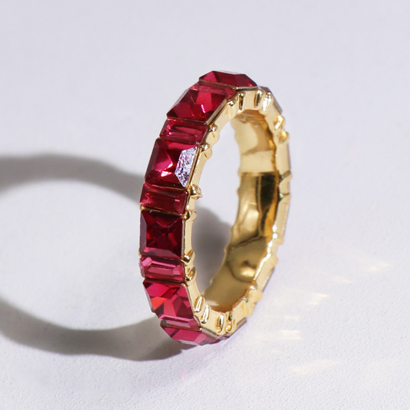 hot-selling copper rings fashion gold-plated color zirconium geometric ring wholesale nihaojewelry