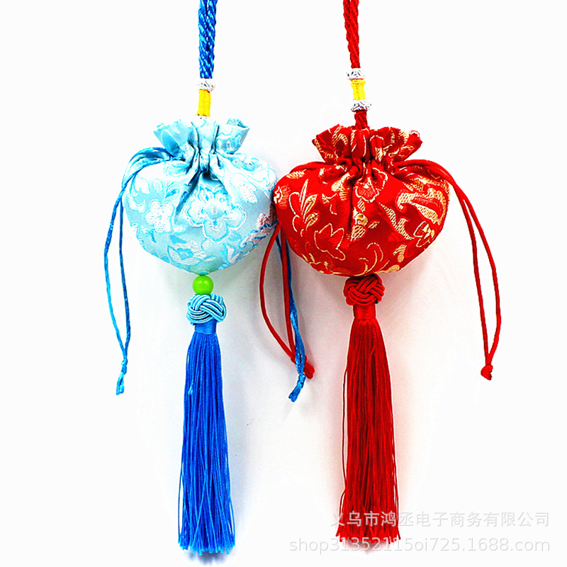 端午节艾草香囊挂件 薰衣草香包车挂 麻布空袋子 中药衣柜香袋