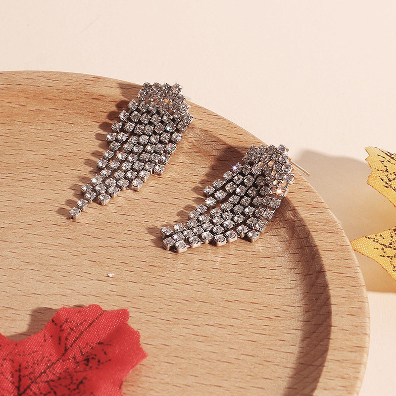 Housewarming, Anniversary, Business, Wedding, Travel, Birthday, Festival Occasion Korean Diamond Tassel Full Diamond Simple Fashion Ladies Earrings