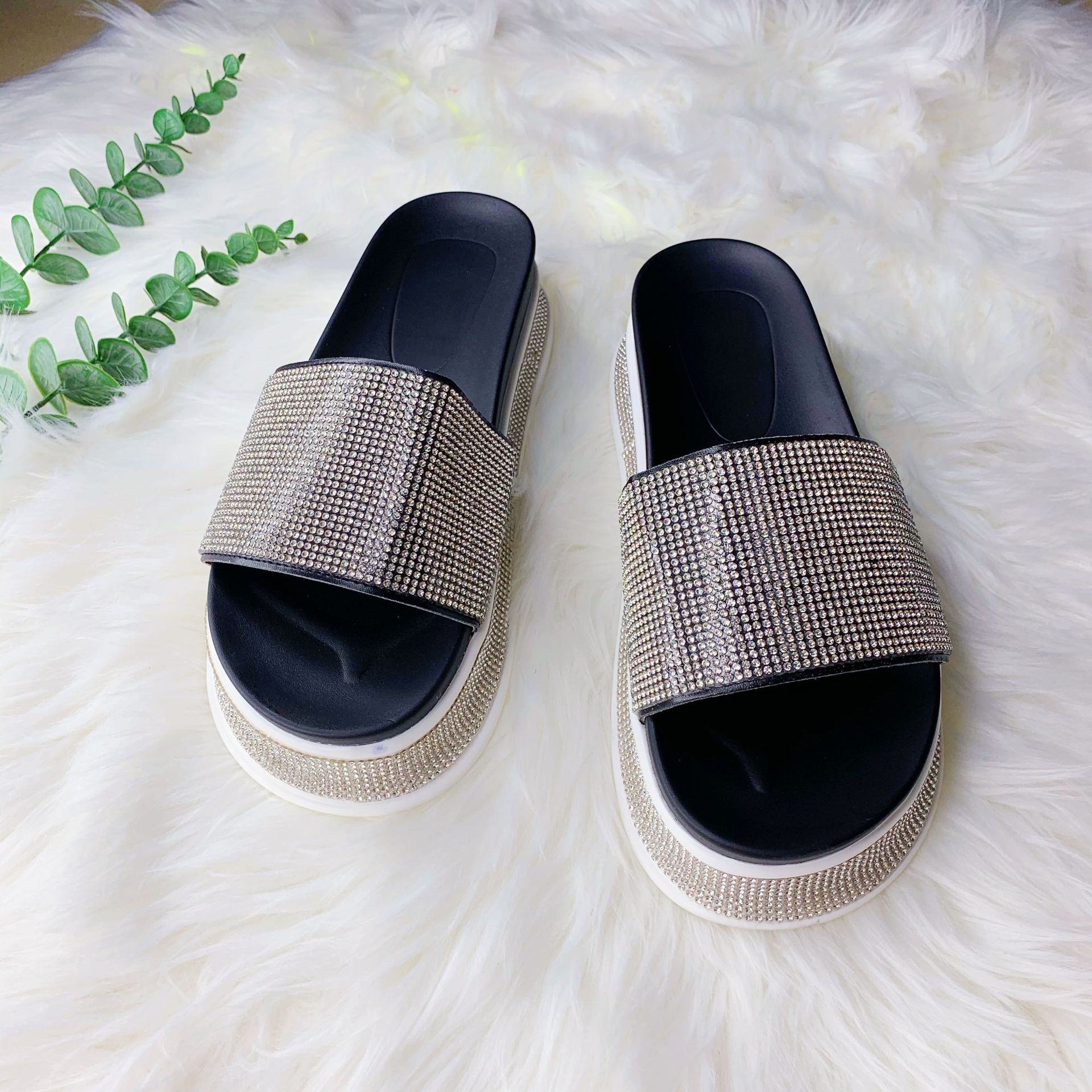 Damen Sandalen Mit Strass Glitzernde Pantoletten Für Jeden Anlass_voghion.com