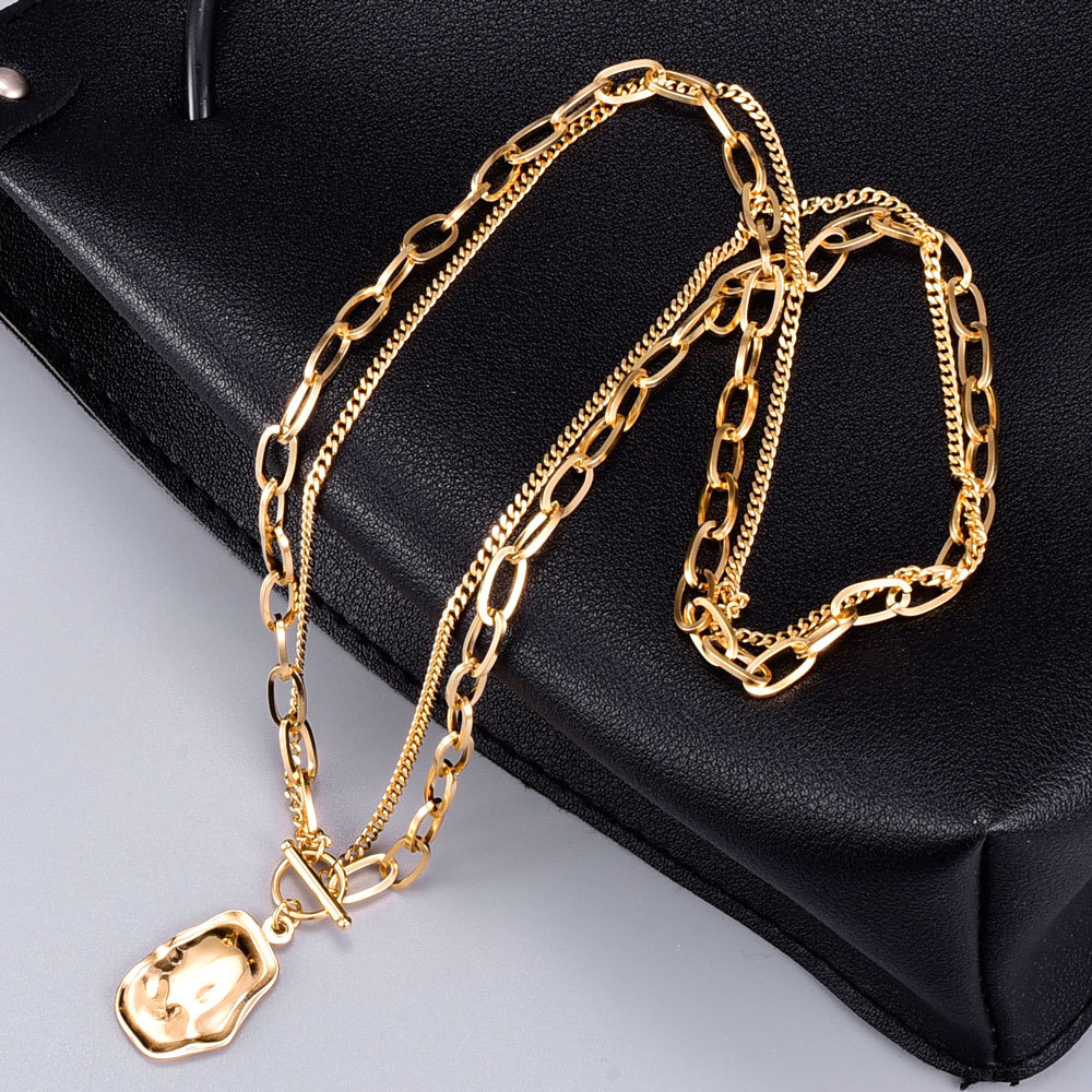 European And American Retro Irregular Ot Buckle Thick Chain Titanium Steel Necklace display picture 1