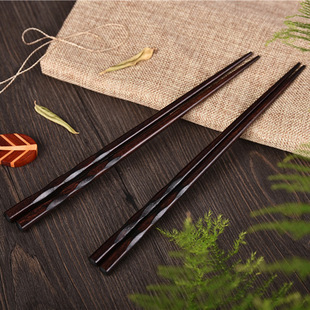 Japanese-style wooden tortoise shell chopsticks hand-sliced household wooden chopsticks simple pointed solid wood chopsticks natural carbonized tableware