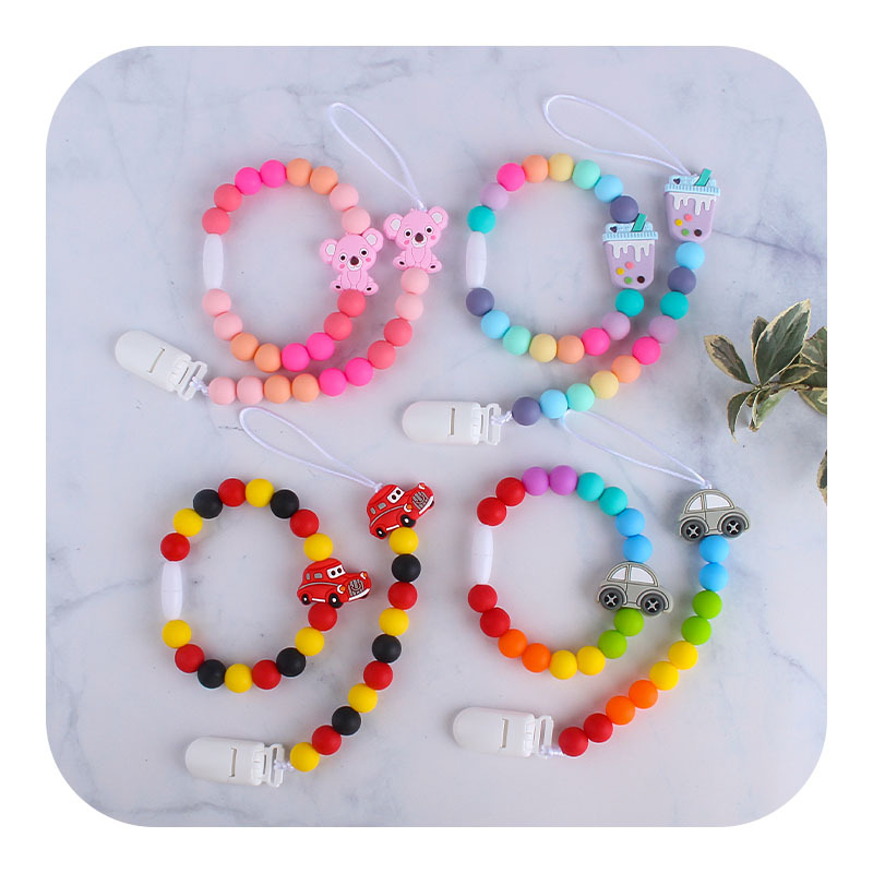 Explosivo bebé suministros plástico chupete clip bebé calmante silicona animal coche juguete mordedor cadena