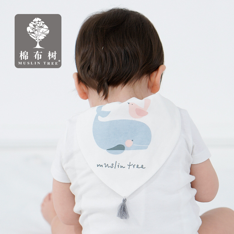 Spring and Autumn New Cartoon Animal Fringe Baby Sweat Towel Plus Size Children's Sweat Towel 100% Cotton Gauze Breathable Towel