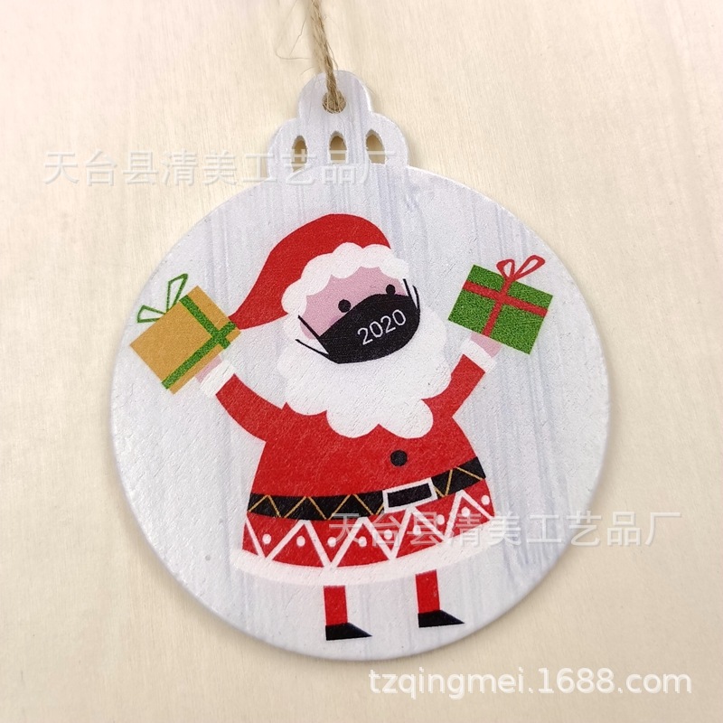 Máscara de bendición de bricolaje de madera Muñeco de nieve colgante de decoración navideña linterna creativa artesanía decoración pieza de madera