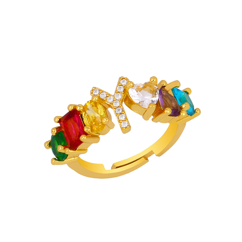 12g Weight 18K Gold Plated Plating Material Artificial Gemstones Inlay Material Birthday Occasion Copper Material Letter Pattern Women'S Gender Plating Design Fashion Style Fashion Letter Copper 18k Gold Plated Artificial Gemstones In Bulk 26