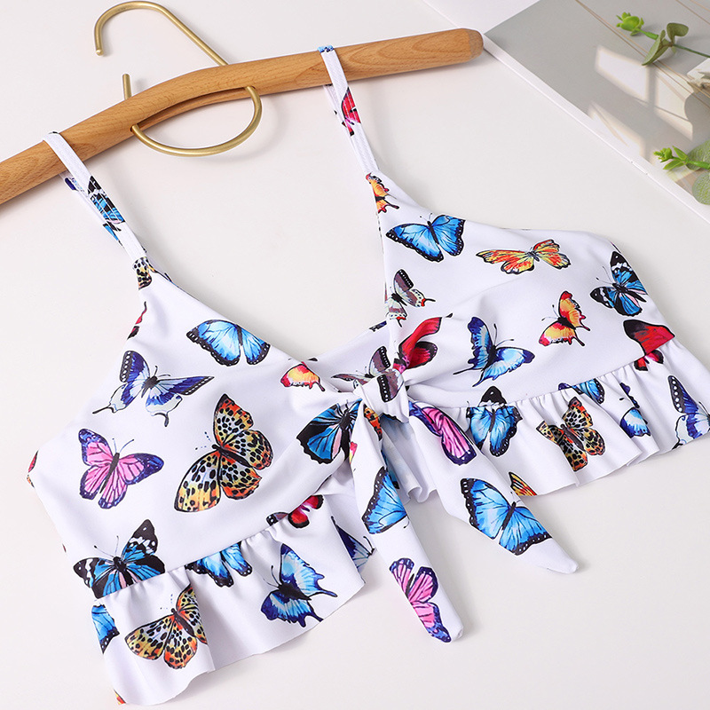 butterfly print sexy triangle split swimsuit  NSHL24748