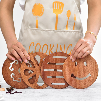 创意实木隔热垫餐盘垫镂空防滑杯垫加厚防烫锅垫木质碗垫厂家直销