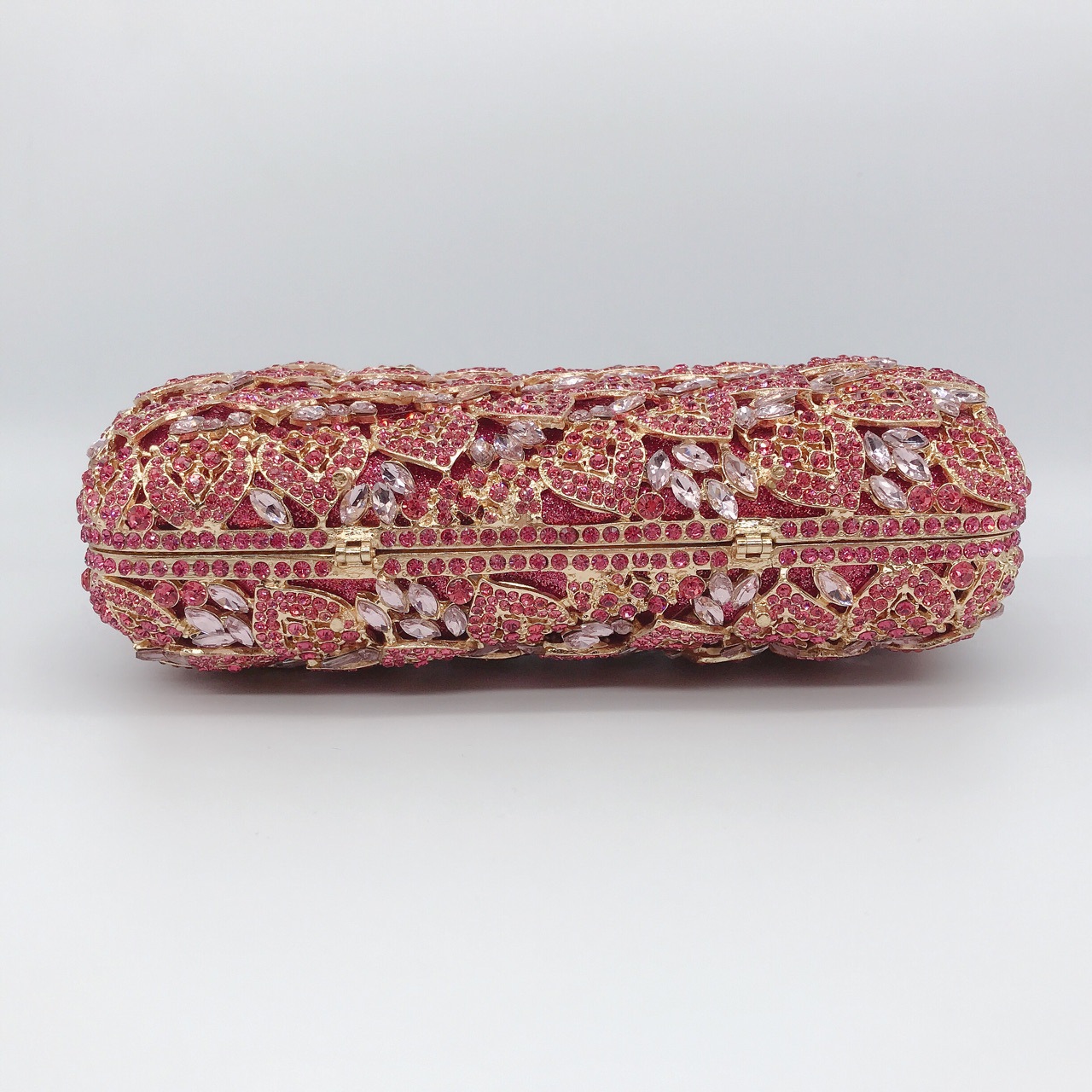 Túi clutch nữ đính đá dạ hội cầm tay kim loại lấp lánh — Màu hồng, Màu tím đen, Màu đen, Màu vàng nhạt chi tiết 8