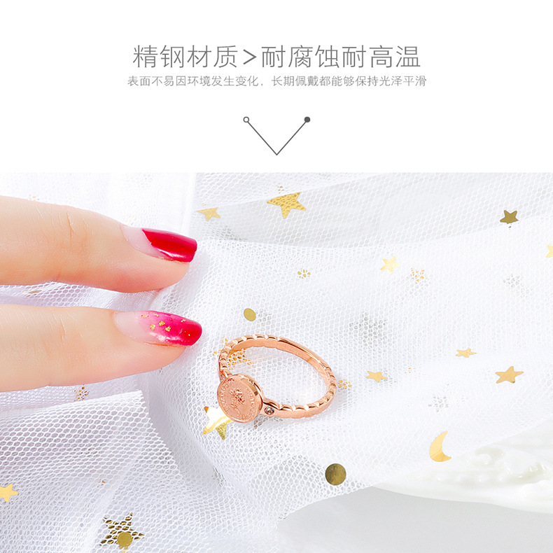 New Rose Gold Stainless Steel Diamond Ring Retro Style Queen Coin Wild Jewelry Wholesale Nihaojewelry display picture 3