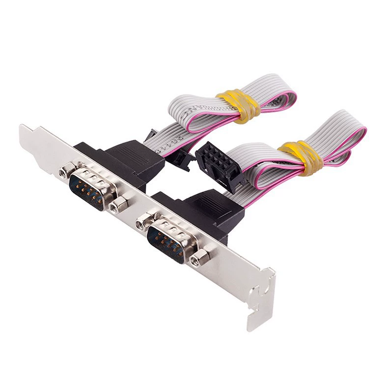 DB9 serial port expansion cable, RS232 COM ribbon with bezel, full/half height, lengths 10–50 cm