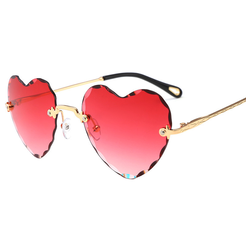 2020爱心心形金属太阳镜复古无框切边墨镜女个性时尚网红街拍眼镜