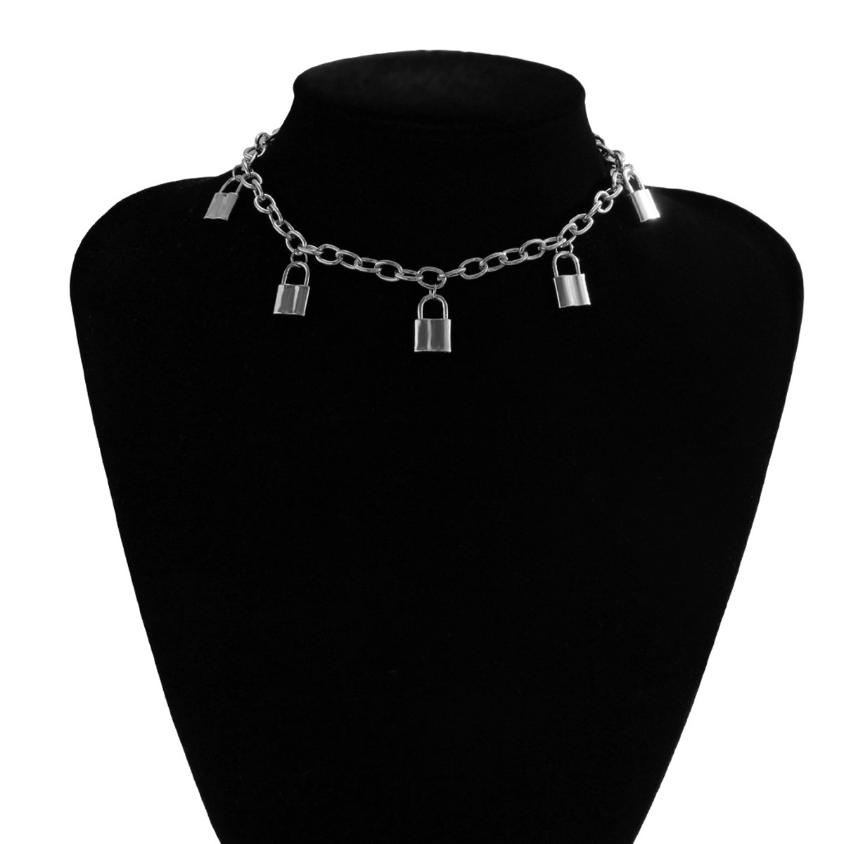 Mode Einfache Retro-legierung Lock-förmige Anhänger Schlüsselbein Halskette display picture 7