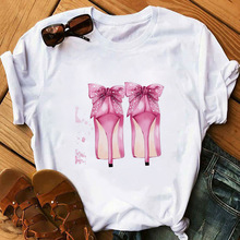性感紅唇高跟鞋 2020夏季外貿甜美套頭短袖圓領女式T恤 工廠批發