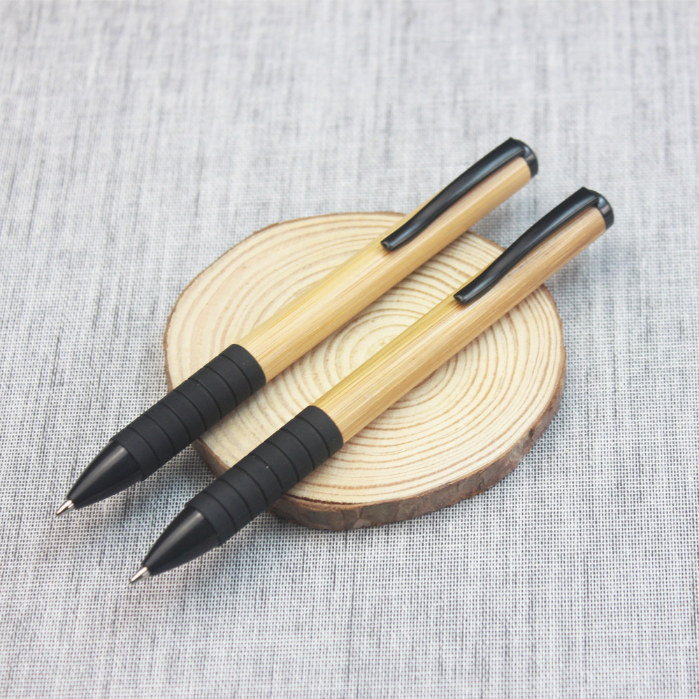 Bolígrafo de registro pluma de bambú rotativa logotipo personalizado láser grabado regalo promocional pluma de aceite image 1