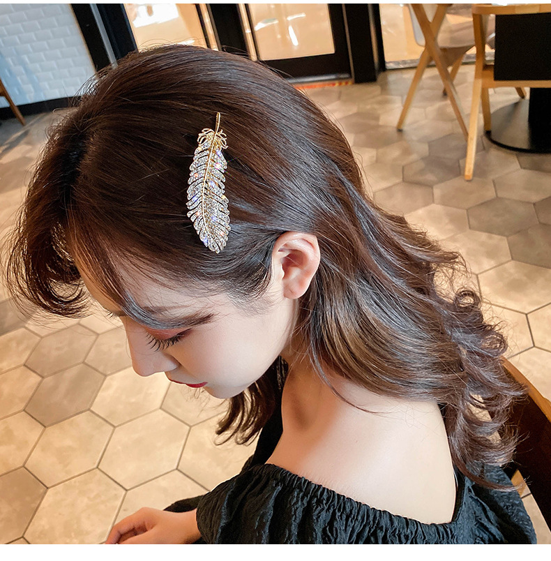 Fashion Feather Alloy Plating Rhinestones Hair Clip display picture 3