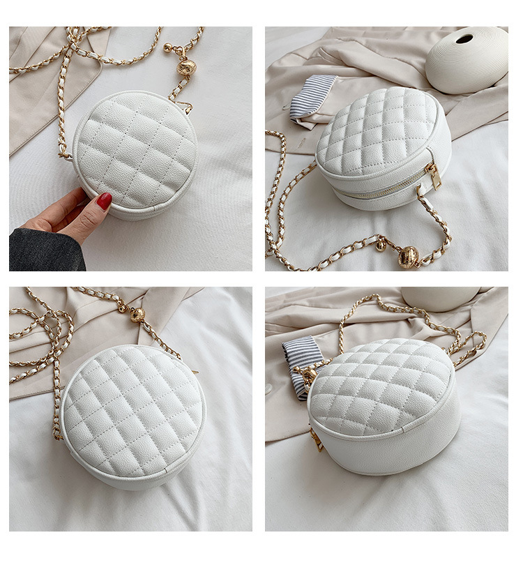 New Fashion Simple  Trend Fashion Rhombus Chain  Shoulder Messenger Small Round Bag Wholesale display picture 12