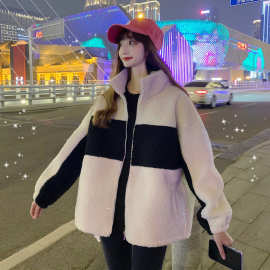 加厚仿羊羔毛外套女秋冬季百搭2021新款宽松韩版长袖拉链休闲上衣