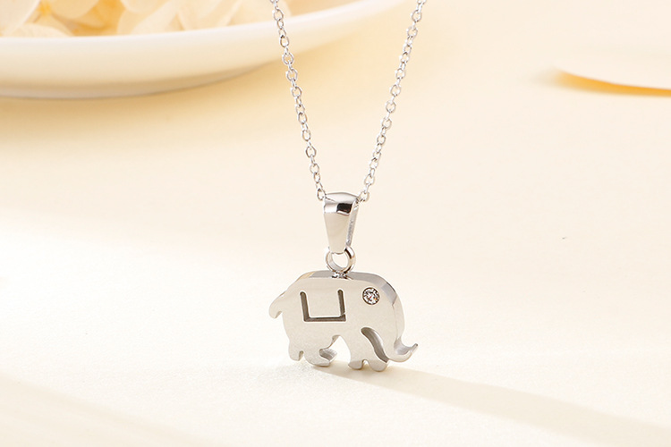 fashion stainless steel auspicious elephant creative clavicle necklace earrings jewelry set wholesal