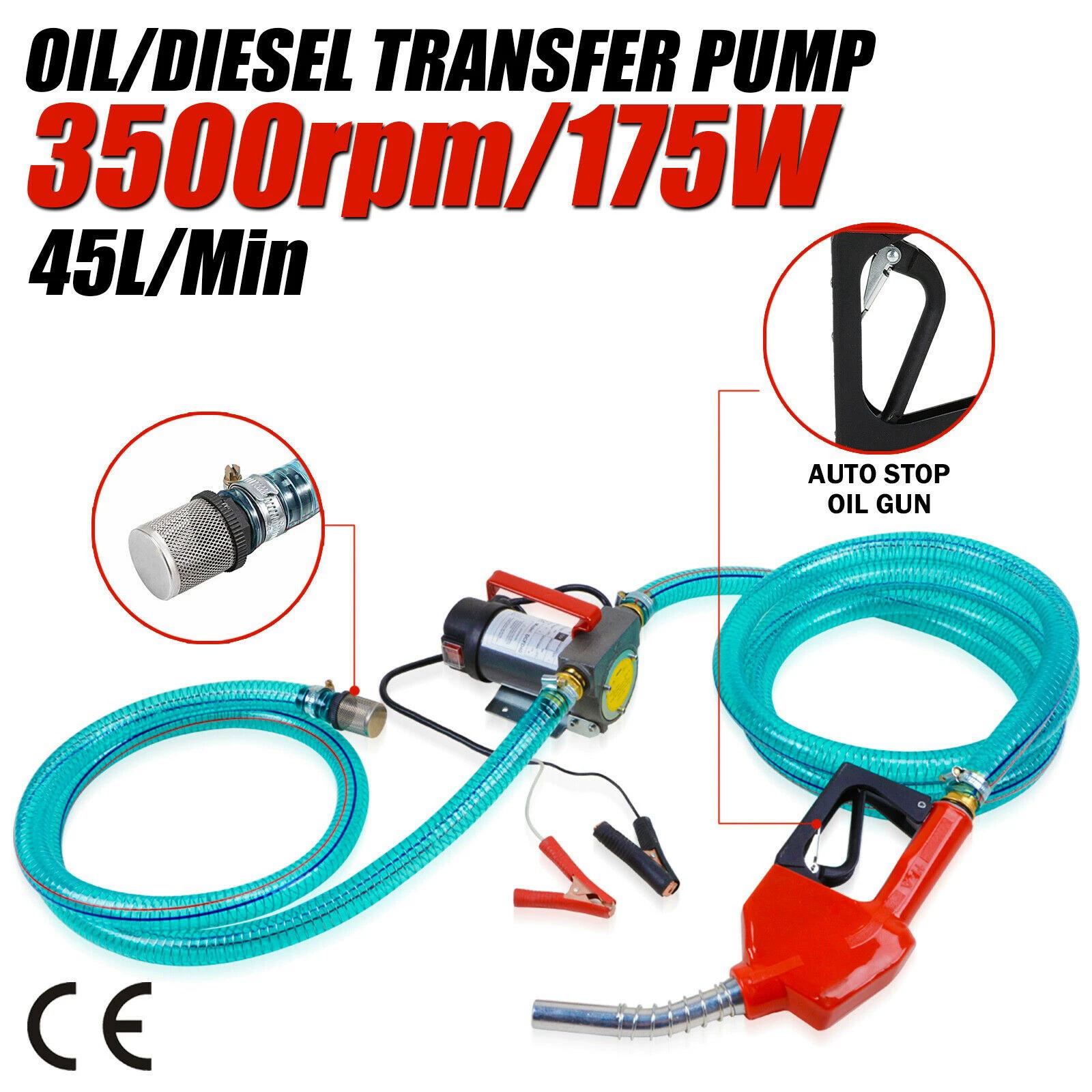 Ebay горячая Распродажа 12V 45L дизельный насос костюм Электрический масляный насос распределительная труба масляный пистолет 40 масляный насос