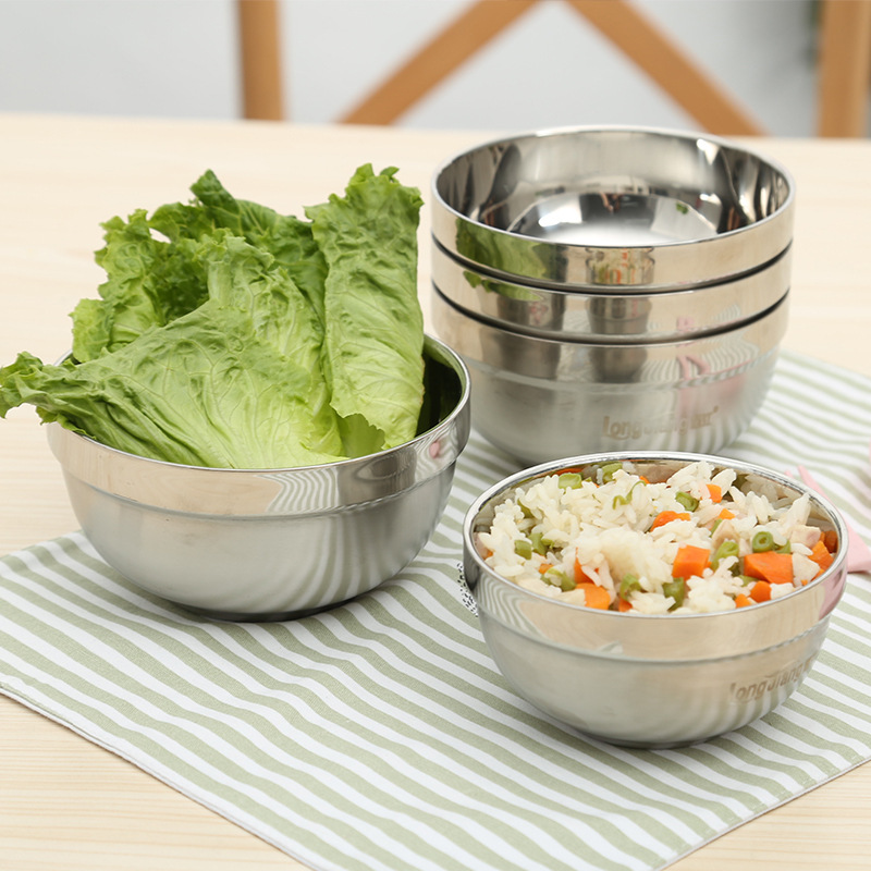 platinum double-layer school children's soup bowl stainless steel