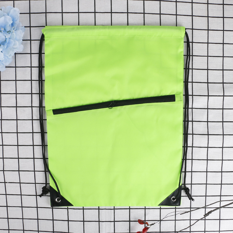 Bolso con cordón impreso LOGO tela de poliéster cremallera bolsa de cordón mochila bolsa de cordón de algodón en stock al por mayor