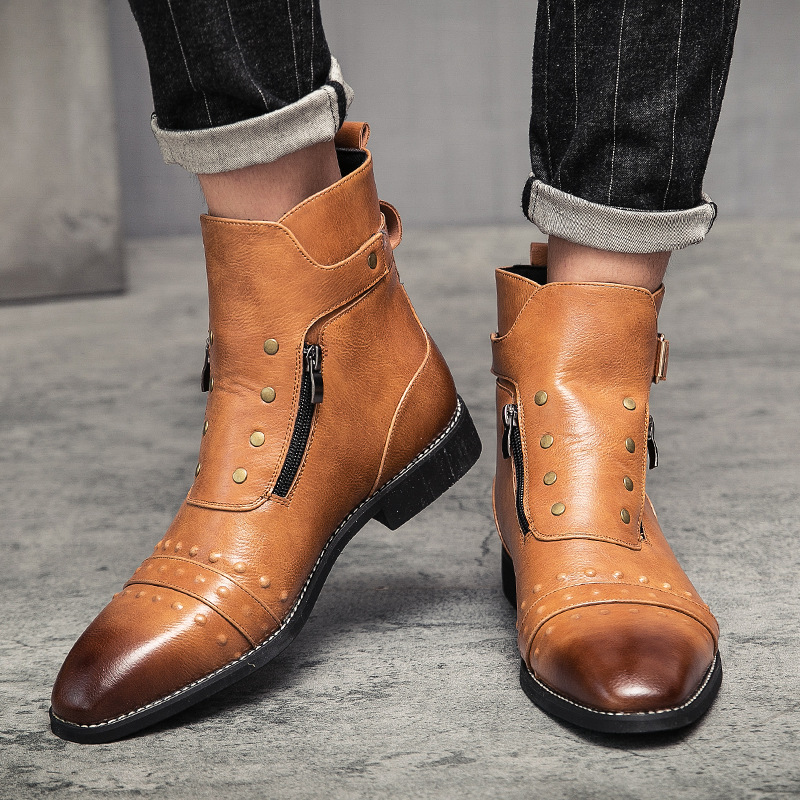 Bottes formelles pour hommes en cuir sans effort, bottes confortables et élégantes à la mode_voghion.com