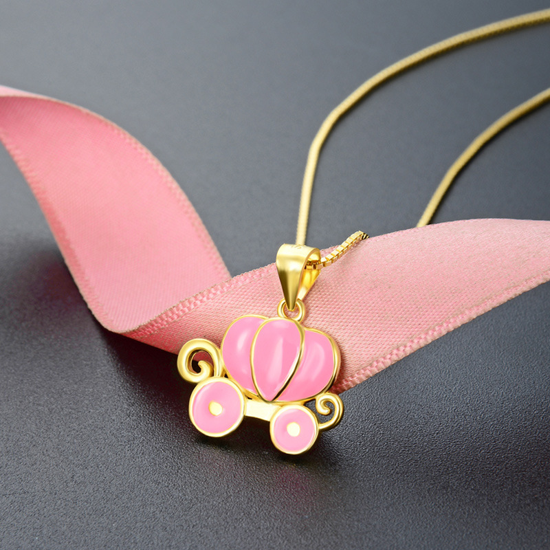 Creativo de aceite de goteo de calabaza colgante de coche S925 collar de plata esterlina hembra Amazon transfronteriza de Halloween estilo nicho Cadena de clavícula