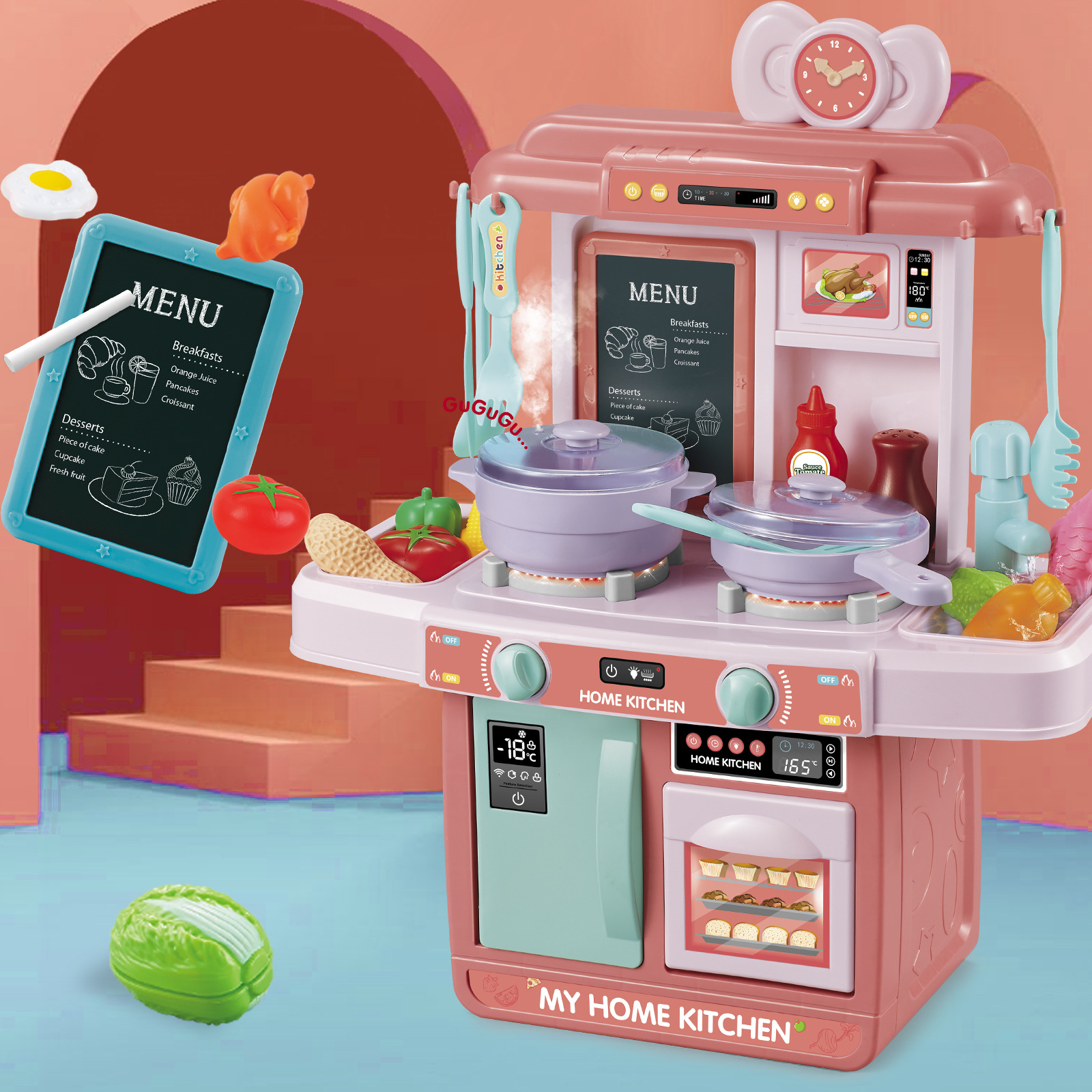 儿童过家家仿真厨房喷雾餐具台煮做饭益智切切乐套装男女孩玩具