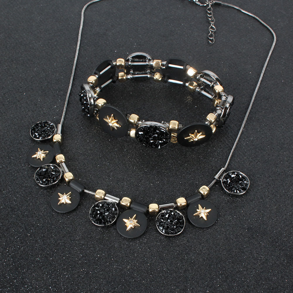 Bohemian Alloy Diamond Necklace Bracelet Set display picture 2