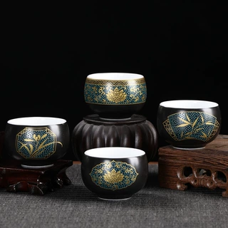 古典陶瓷功夫家用小茶杯茶碗创意功夫茶具主人单杯个人品茗杯