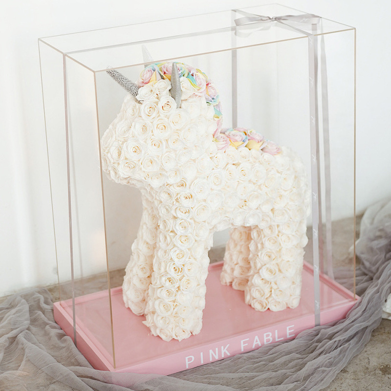 Teacher's Day Acrylic Gift box rose unicorn Christmas gift Tanabata Eternal life support customized