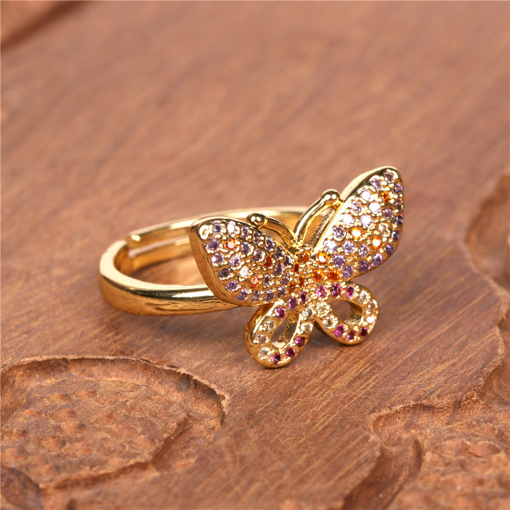 Nuevo Lleno De Diamantes Anillo De Mariposa Abierto Anillo De Estilo Simple Al Por Mayor Nihaojewelry display picture 5