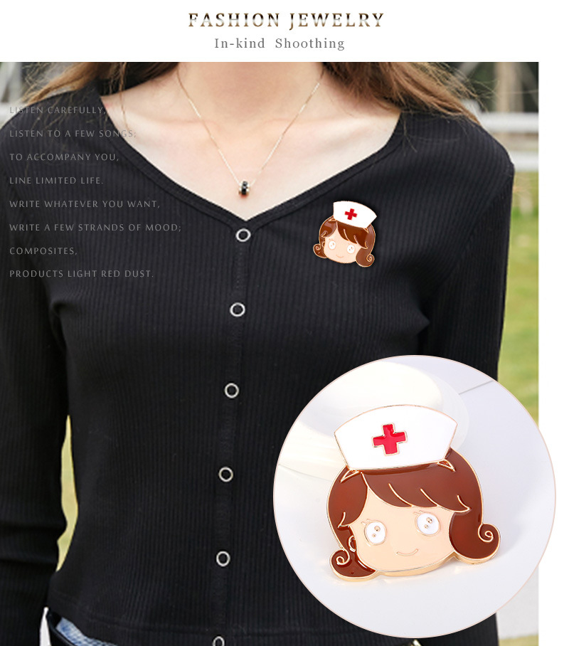 New Hot Fashion Cartoon Brooch Nurse Red Cross Dripping Oil Brooch Wholesale Nihaojewelry display picture 2