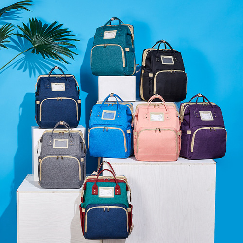 New Multi-functional Large Capacity Folding Baby Bed Mommy Bag Dual Shoulder Handheld Maternity Bag Folding Bed Charging Upgrade