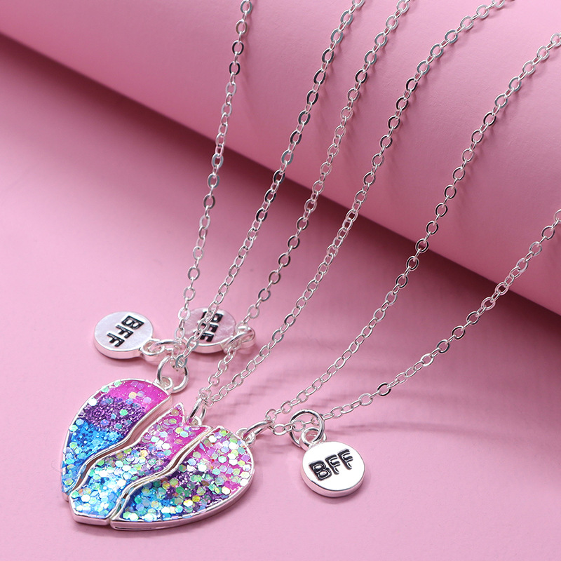 Simple Style Heart Shape Alloy Plating Girl's Necklace 3 Piece Set display picture 1