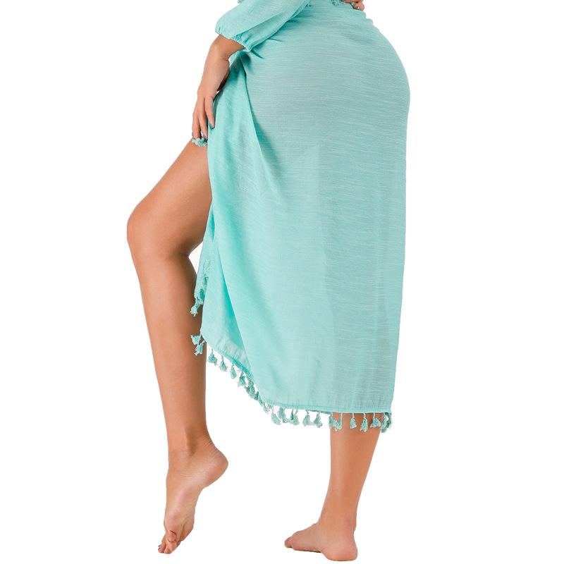 112g Weight Midi Dress Dress Length Type Polyester Fabric Type Mid Waist Waist Line 1 Piece Quantity Daily Occasion Solid Color Pattern Women'S Gender Tassel Design Fashion Style Women's Fashion Solid Color Tassel 1 Piece Cover Ups 22
