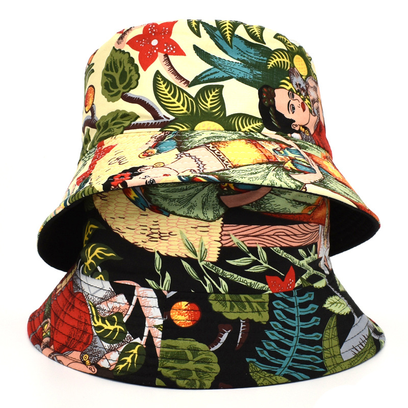 Unisex Fashion Human Flower Printing Wide Eaves Bucket Hat display picture 3