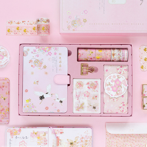 Magnetic Button Notebook Set, Traditional Chinese Style, Creative Student Planner, Exquisite Magnetic Button Cover Stationery Box