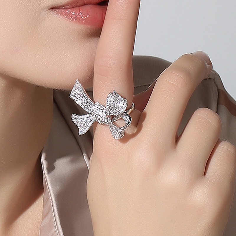 Korean New Diamond Bow Bow Ring For Women Wholesale display picture 1
