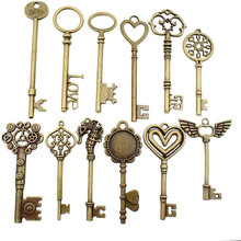 复古钥匙挂件混装 12个/包 diy古青铜钥匙创意饰品笔记本挂件批发
