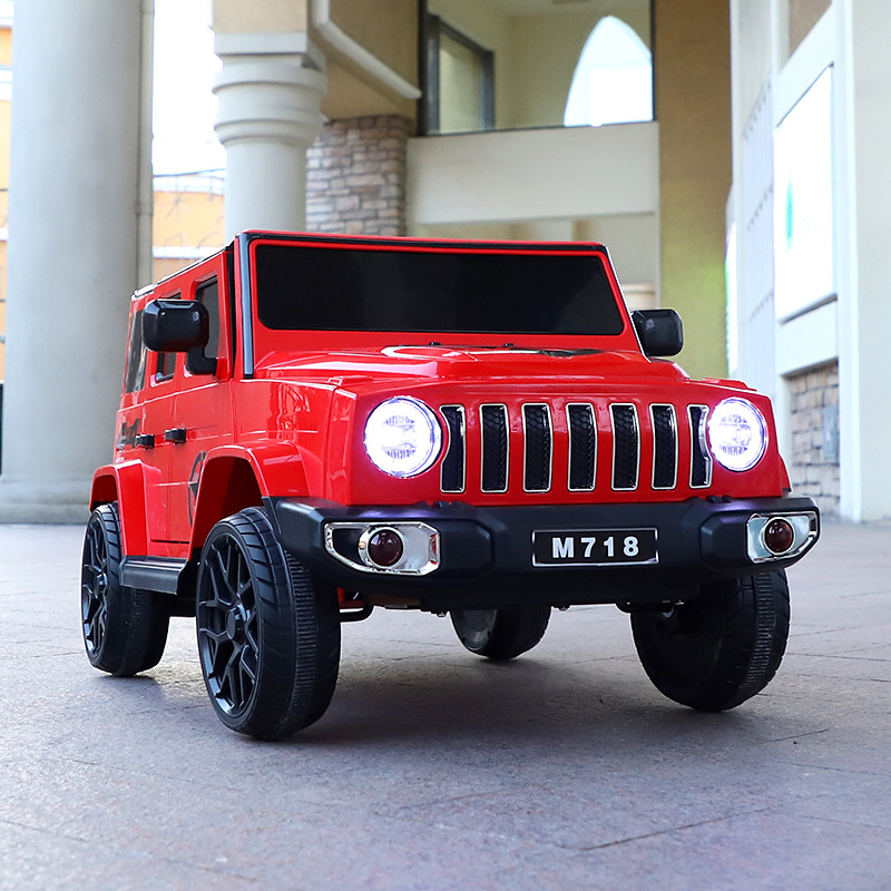 儿童电动汽车可坐人四驱越野车男女宝宝四轮遥控车可充电摇摆玩具|ru