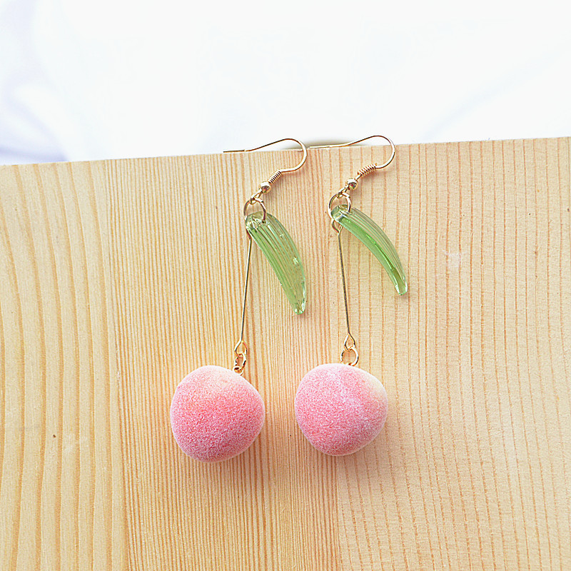 Fruit Pattern Cute Sweet Peach Earrings