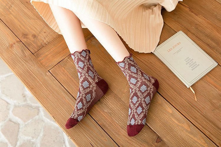 argyle middle tube cotton socks NSFN9370