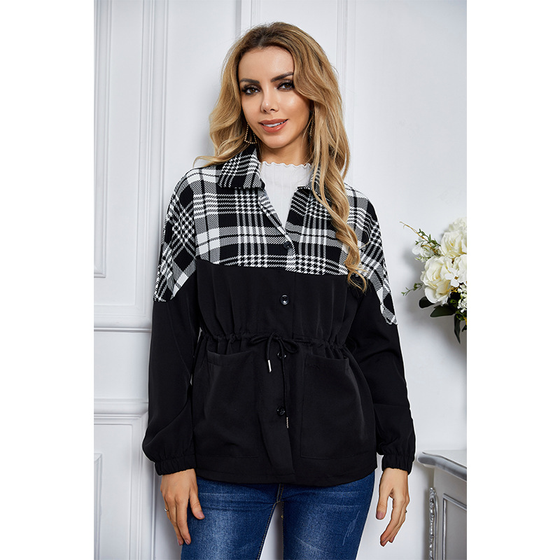 single-breasted plaid casual jacket  NSSA26039