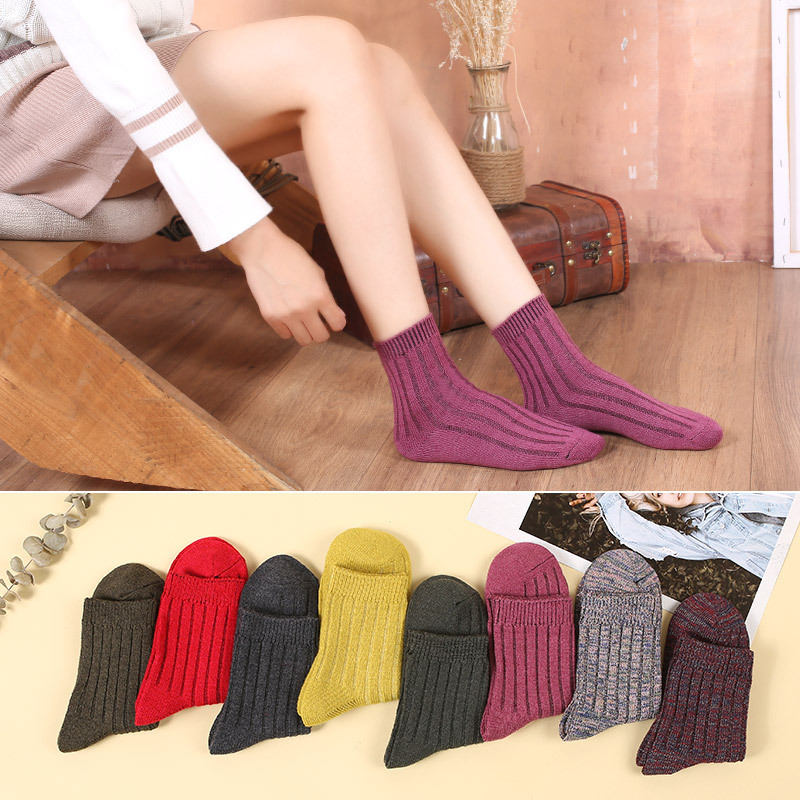 Manufactor wholesale Autumn and winter Double needle Thick lines In cylinder Cotton socks Vintage Style outdoors motion thickening Girls Tube socks